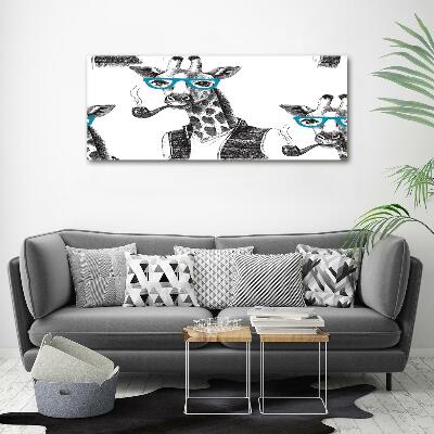 Quadro su vetro Giraffa con gli occhiali