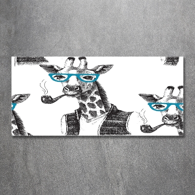 Quadro su vetro Giraffa con gli occhiali