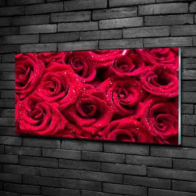 Quadro vetro Gocce sulle rose