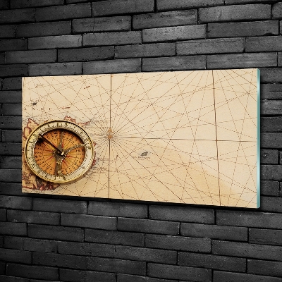 Quadro in verde Bussola sulla mappa