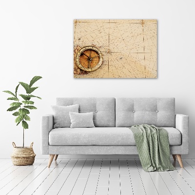 Quadro in verde Bussola sulla mappa