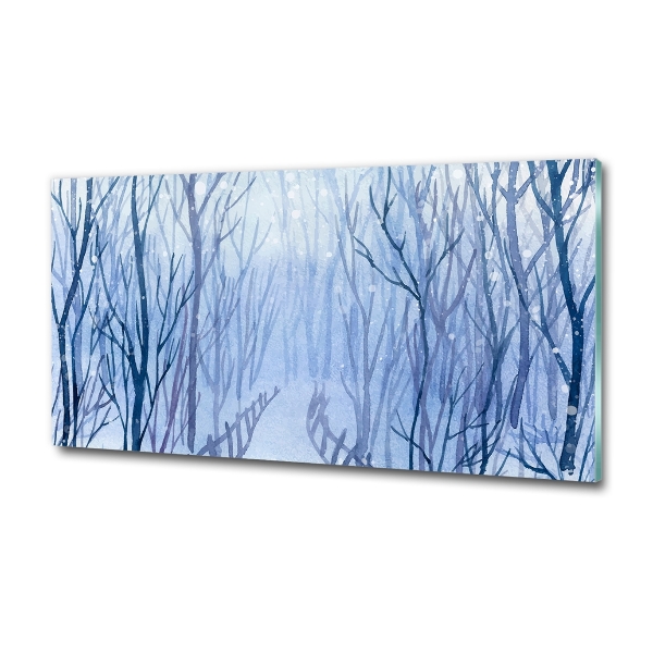 Quadro su vetro Foresta in inverno