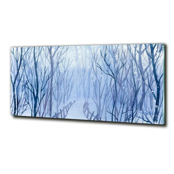 Quadro su vetro Foresta in inverno