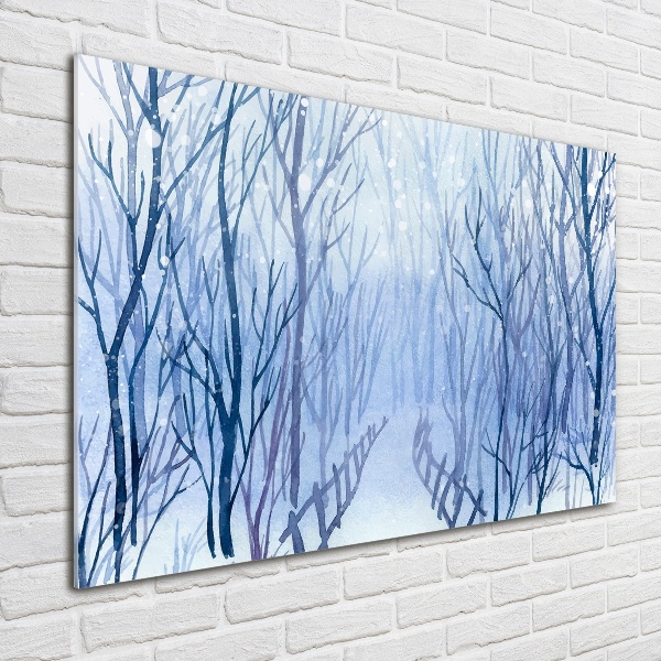 Quadro su vetro Foresta in inverno
