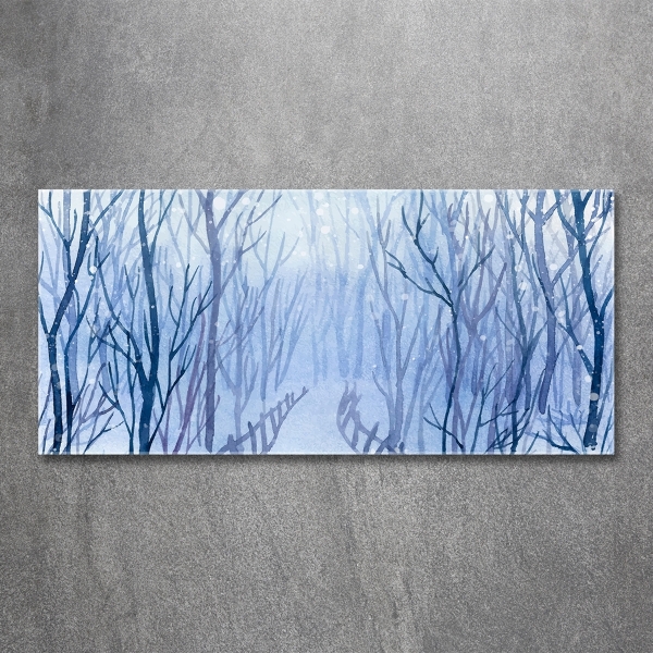 Quadro su vetro Foresta in inverno