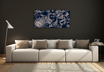 Quadro su vetro Fiori e uccelli