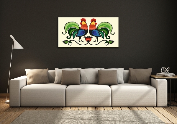 Quadro su vetro Motivo popolare dei galli