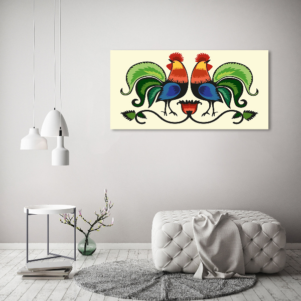 Quadro su vetro Motivo popolare dei galli