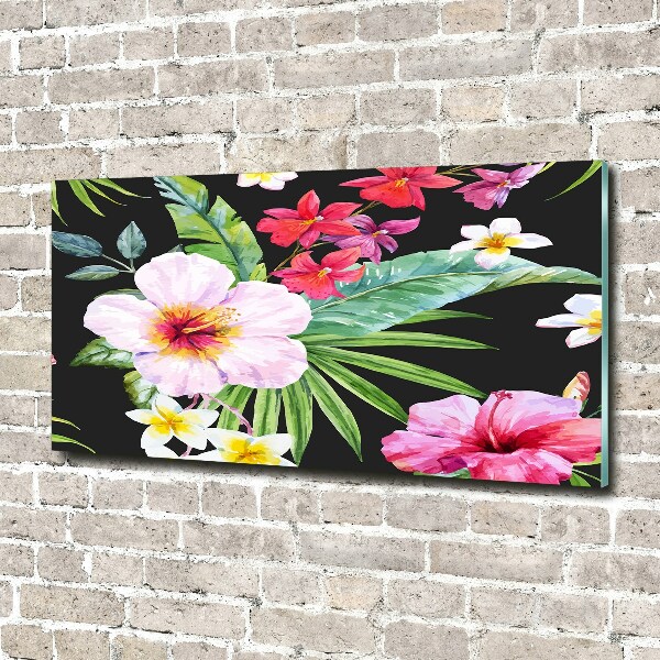 Quadro su vetro Fiori hawaiani