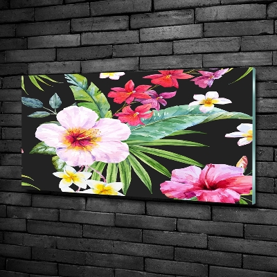 Quadro su vetro Fiori hawaiani