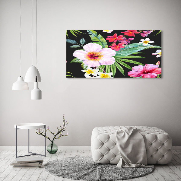 Quadro su vetro Fiori hawaiani