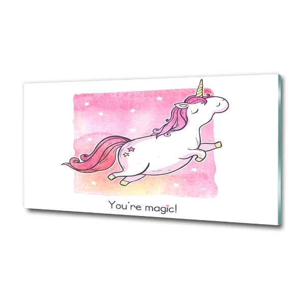 Quadro su vetro Unicorno rosa