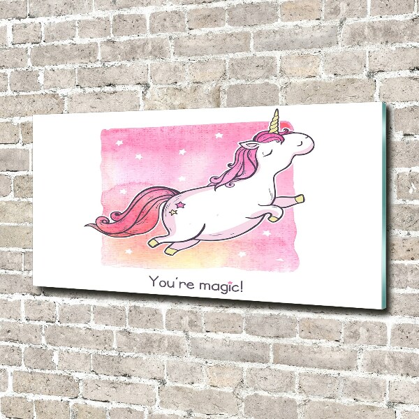 Quadro su vetro Unicorno rosa