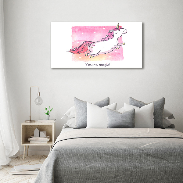 Quadro su vetro Unicorno rosa
