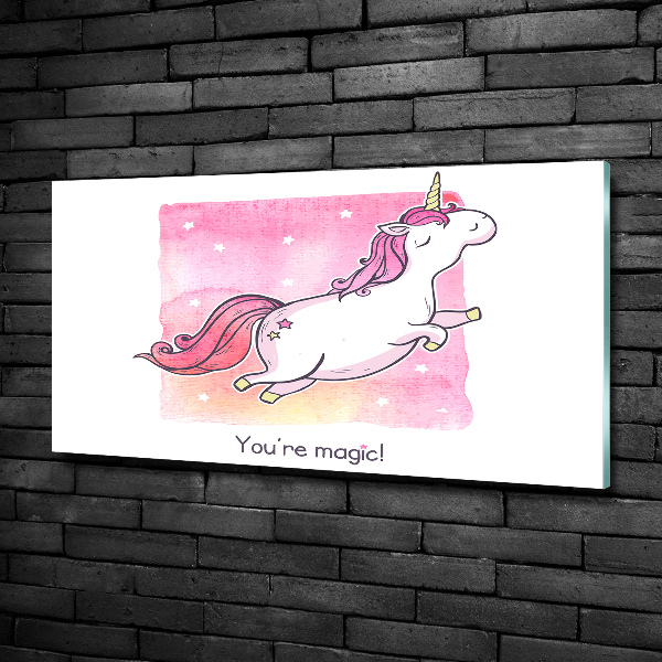 Quadro su vetro Unicorno rosa