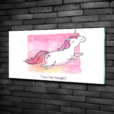 Quadro su vetro Unicorno rosa