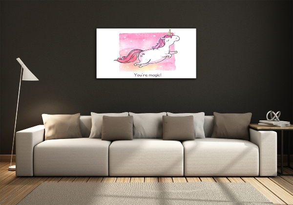 Quadro su vetro Unicorno rosa
