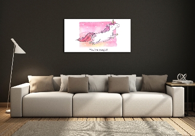 Quadro su vetro Unicorno rosa