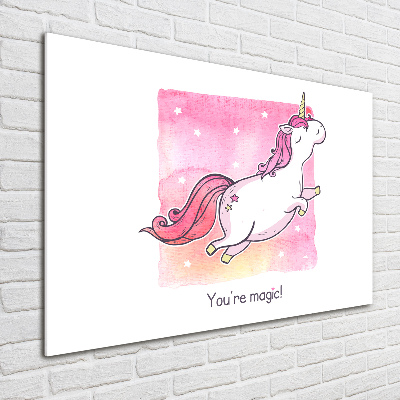Quadro su vetro Unicorno rosa