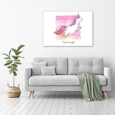 Quadro su vetro Unicorno rosa