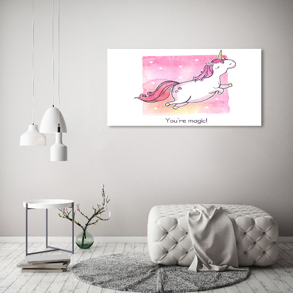 Quadro su vetro Unicorno rosa