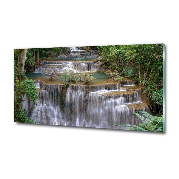 Quadro su vetro Cascata nella foresta