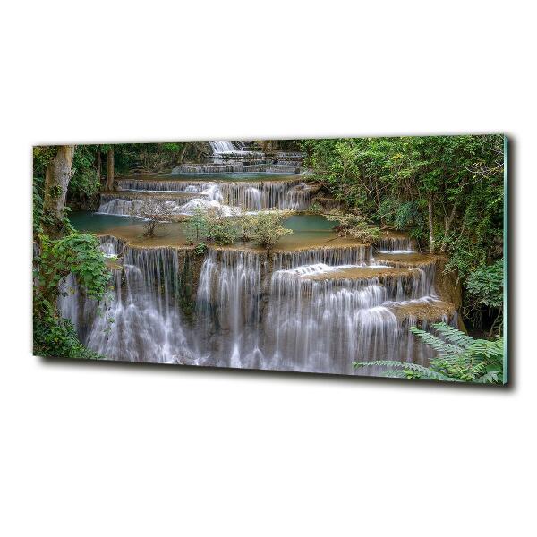 Quadro su vetro Cascata nella foresta