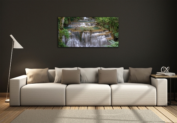 Quadro su vetro Cascata nella foresta