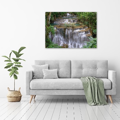 Quadro su vetro Cascata nella foresta