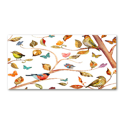 Quadro vetro Uccelli e farfalle