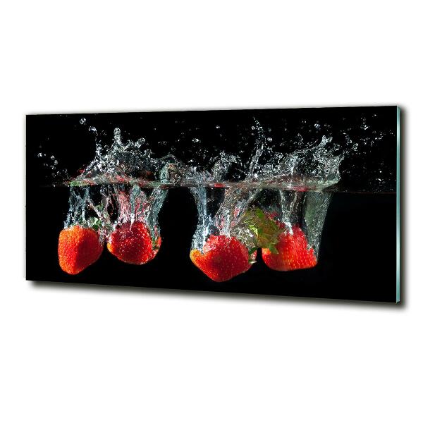 Quadro vetro Fragole sott'acqua