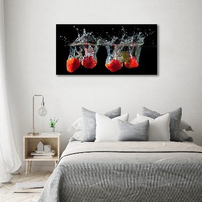 Quadro vetro Fragole sott'acqua