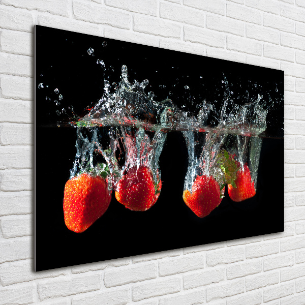 Quadro vetro Fragole sott'acqua