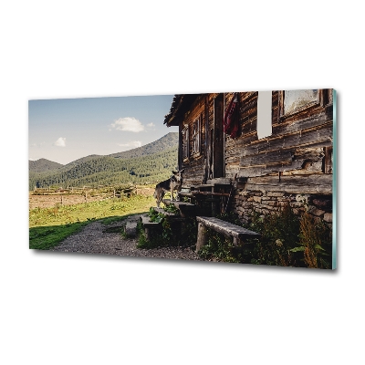 Quadro su vetro Casa di legno in montagna