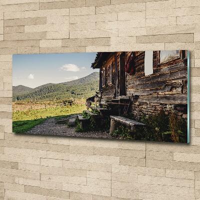 Quadro su vetro Casa di legno in montagna
