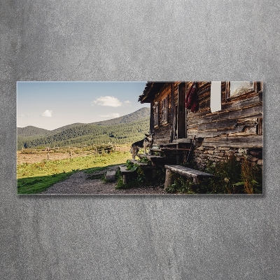 Quadro su vetro Casa di legno in montagna