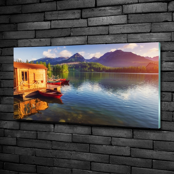 Quadro in verde Lago tra le montagne