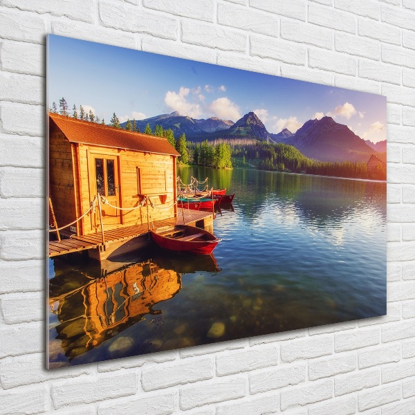 Quadro in verde Lago tra le montagne