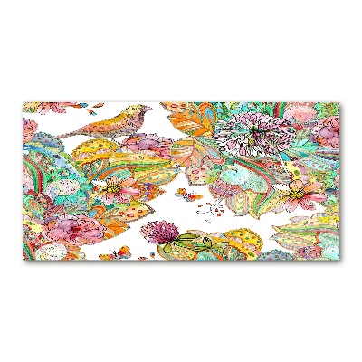 Quadro su vetro Uccello e ornamenti