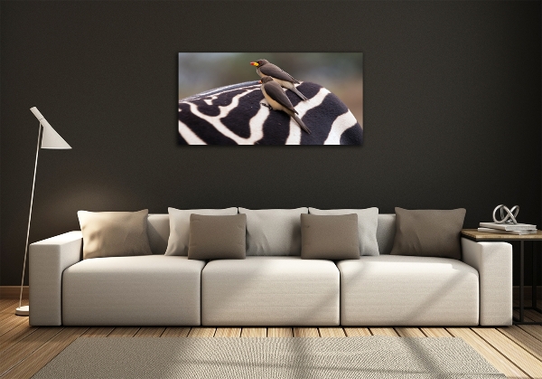 Quadro vetro Uccelli e zebra