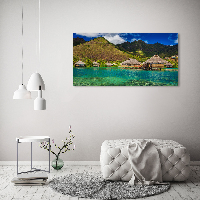 Quadro su vetro Bungalow sull'acqua