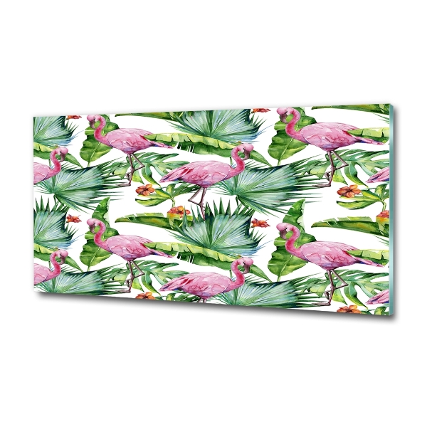Quadro vetro Piante di fenicotteri