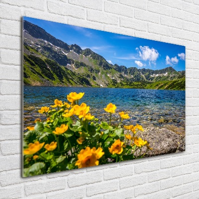 Quadro su vetro Lago tra le montagne