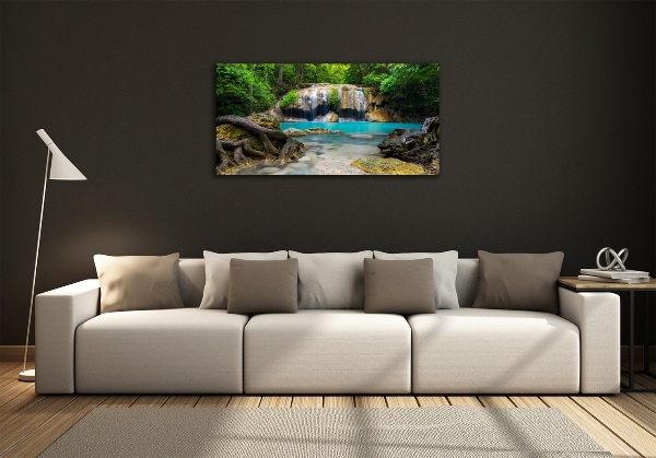 Quadro su vetro Cascata nella foresta