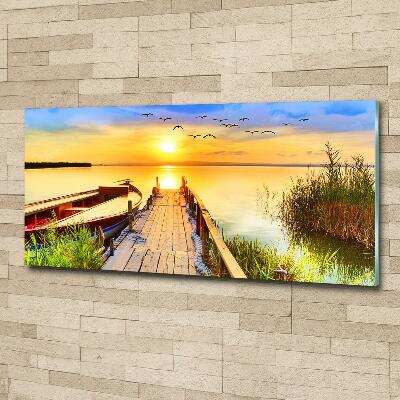 Quadro in verde Barca e molo