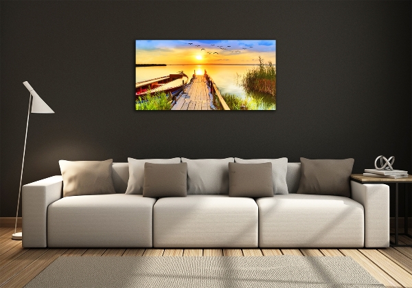 Quadro in verde Barca e molo