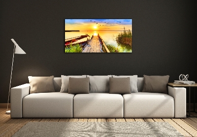 Quadro in verde Barca e molo