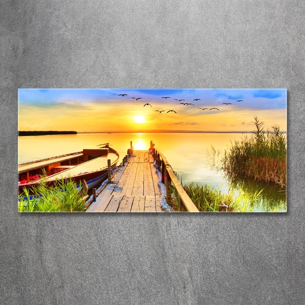 Quadro in verde Barca e molo