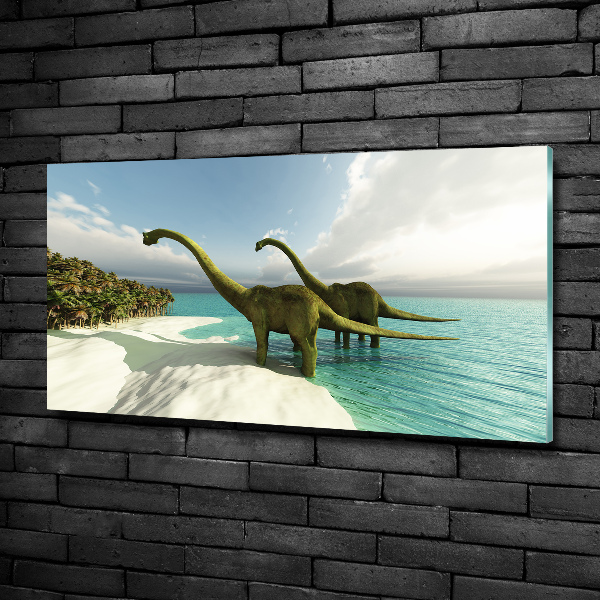 Quadro in vetro Dinosauri sulla spiaggia