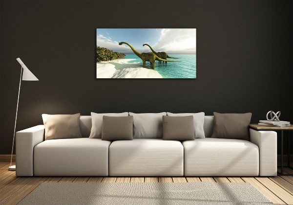 Quadro in vetro Dinosauri sulla spiaggia